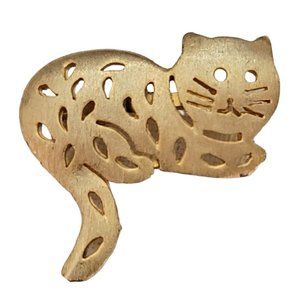 Ultra Craft Gold Tone Cut Out Cat Kitty Brooch Pin, Signed K735